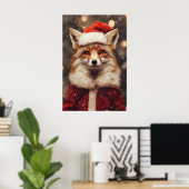 Fuchs in Weihnachtskleidung Druck, Lustiger Feiert Poster (Heimbüro)