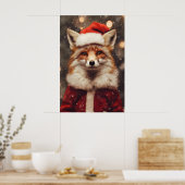 Fuchs in Weihnachtskleidung Druck, Lustiger Feiert Poster (Küche)