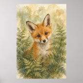 Fuchs-Kit-Aquarell-whimsicaler Kunstposter Poster (Vorne)