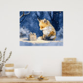 Fuchs-Kit und das Geschenk Wasserfarbe Poster (Küche)