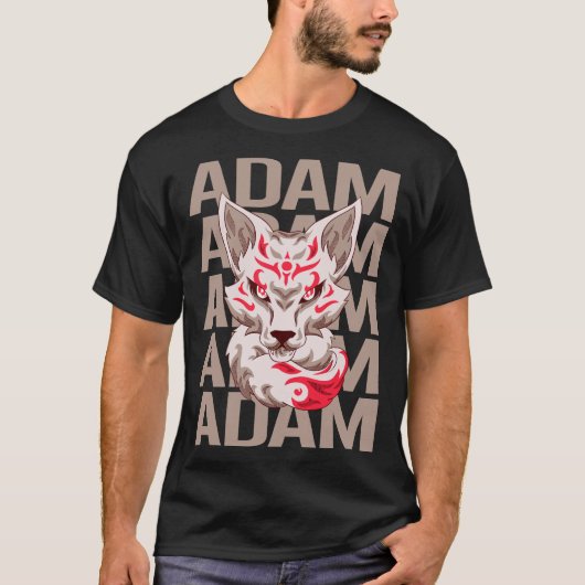 Fuchs Kopf - Adam Name T-Shirt (Vorderseite)