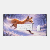Fuchs läuft im Winterschnee Schreibtischunterlage (Tastatur & Maus)
