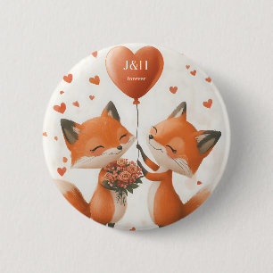 Fuchs-Liebesdesign mit anpassbaren Initialen Button