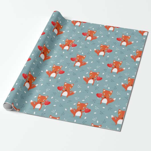 Fuchs-Liebesmuster Geschenkpapier (Ungerollt)