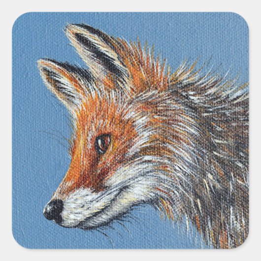 Fuchs Malerei Quadratischer Aufkleber (Vorderseite)