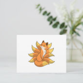 Fuchs mit 9 Fuchsschwänzen Postkarte (Stehend Vorderseite)
