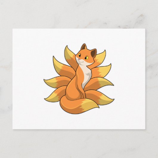 Fuchs mit 9 Fuchsschwänzen Postkarte (Vorderseite)