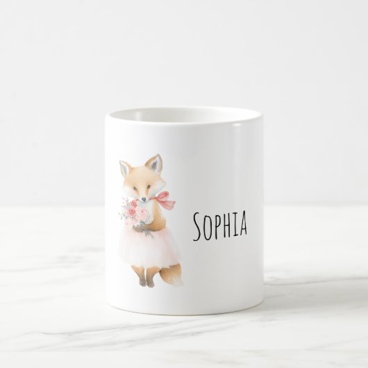 Fuchs mit Blumen Rosa Kleid Kaffeetasse (Mittel)