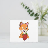 Fuchs mit Erdbeere Postkarte (Stehend Vorderseite)
