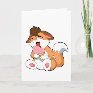 Fuchs mit Erdbeereiscreme Karte