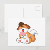 Fuchs mit Erdbeereiscreme Postkarte (Vorne/Hinten)