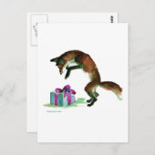 Fuchs mit Gegenwart Postkarte (Vorne/Hinten)