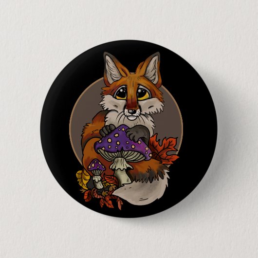Fuchs mit Herbsthockern Button (Vorderseite)