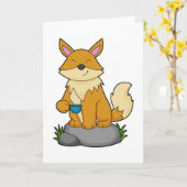 Fuchs mit Kaffeetasse Karte (Gelbe Blume)