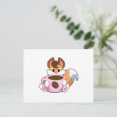 Fuchs mit Kaffeetasse Postkarte (Stehend Vorderseite)