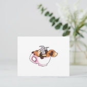 Fuchs mit Kaffeetasse Postkarte (Stehend Vorderseite)