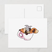 Fuchs mit Kaffeetasse Postkarte (Vorne/Hinten)