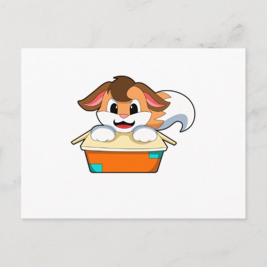 Fuchs mit Kiste Postkarte (Vorderseite)