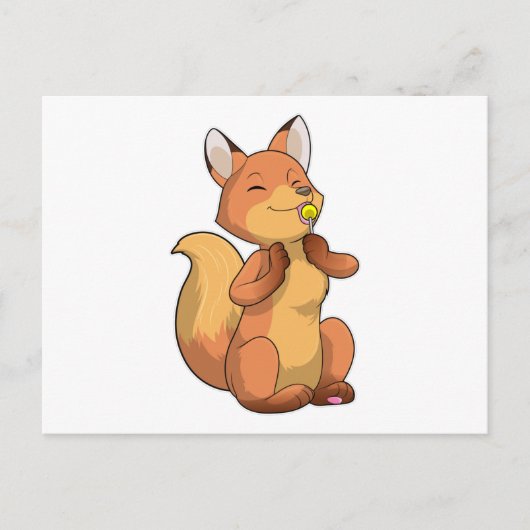 Fuchs mit Lutscher Postkarte (Vorderseite)