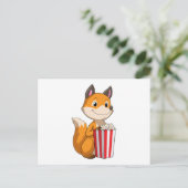Fuchs mit Popcorn Postkarte (Stehend Vorderseite)