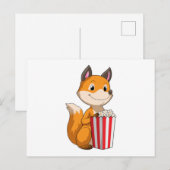 Fuchs mit Popcorn Postkarte (Vorne/Hinten)