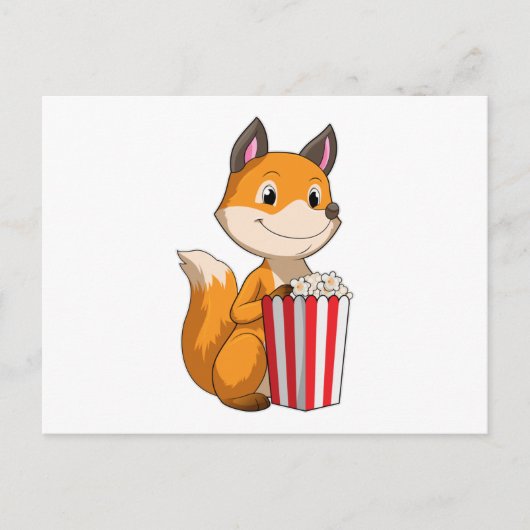 Fuchs mit Popcorn Postkarte (Vorderseite)