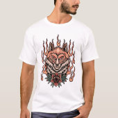 Fuchs mit Rose Tätowierdesign T-Shirt (Vorderseite)