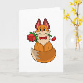 Fuchs mit Rosenblume Karte (Gelbe Blume)