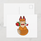 Fuchs mit Rosenblüte Postkarte (Vorne/Hinten)