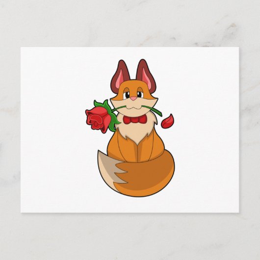 Fuchs mit Rosenblüte Postkarte (Vorderseite)