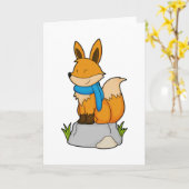 Fuchs mit Schal auf Felsen Karte (Gelbe Blume)