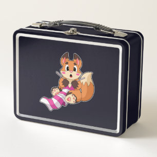 Fuchs mit Schal Metall Brotdose