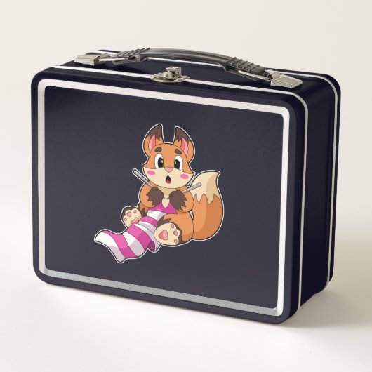 Fuchs mit Schal Metall Brotdose (Vorderseite)