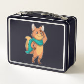Fuchs mit Schal Metall Brotdose (Rückseite)