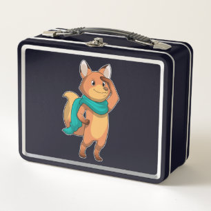 Fuchs mit Schal Metall Brotdose
