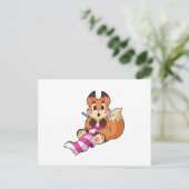 Fuchs mit Schal Postkarte (Stehend Vorderseite)