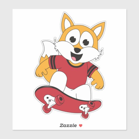 Fuchs mit Skateboard Aufkleber (Blatt)