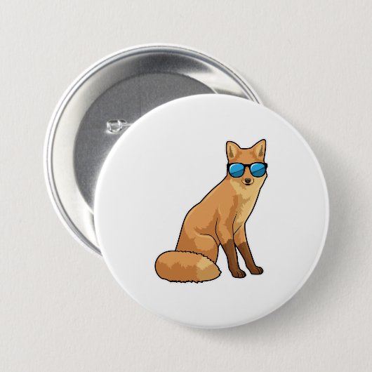 Fuchs mit Sonnenbrille Button (Vorne & Hinten)