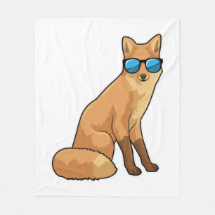 Fuchs mit Sonnenbrille Fleecedecke