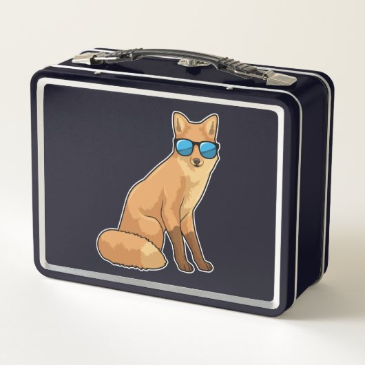 Fuchs mit Sonnenbrille Metall Brotdose (Rückseite)