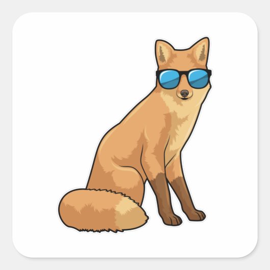 Fuchs mit Sonnenbrille Quadratischer Aufkleber (Vorderseite)