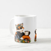 Fuchs mit Sonnenbrille und Wildblumen Tasse (Vorderseite Links)