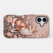 Fuchs mit träumerischen rosa Blumen iPhone 16 Hülle (Rückseite (Horizontal))