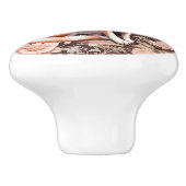 Fuchs mit träumerischen rosa Blumen Keramikknauf (Seitenansicht)