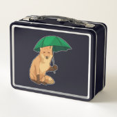 Fuchs mit Umbrella Metall Brotdose (Rückseite)