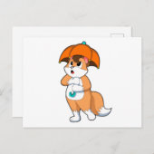 Fuchs mit Umbrella Postkarte (Vorne/Hinten)