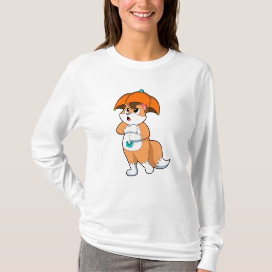 Fuchs mit Umbrella T-Shirt (Vorderseite)