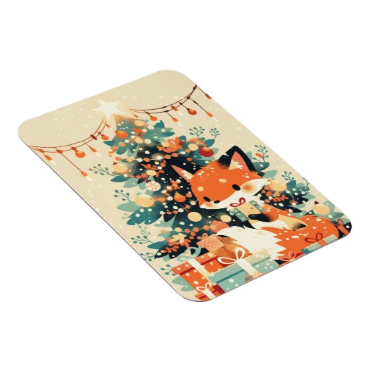 Fuchs mit Weihnachtsbaum und Geschenken Magnet (Rechte Seite)