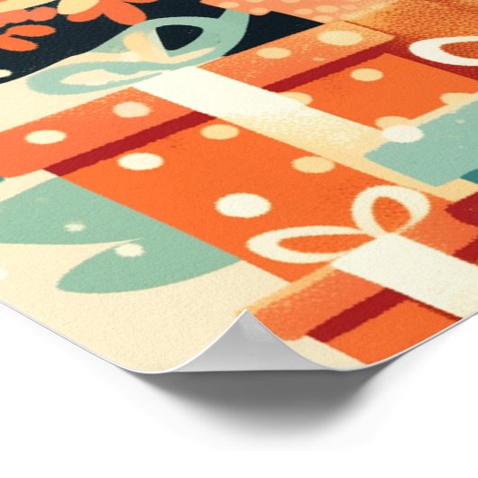 Fuchs mit Weihnachtsbaum und Geschenken Poster (Ecke)