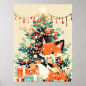 Fuchs mit Weihnachtsbaum und Geschenken Poster (Vorne)